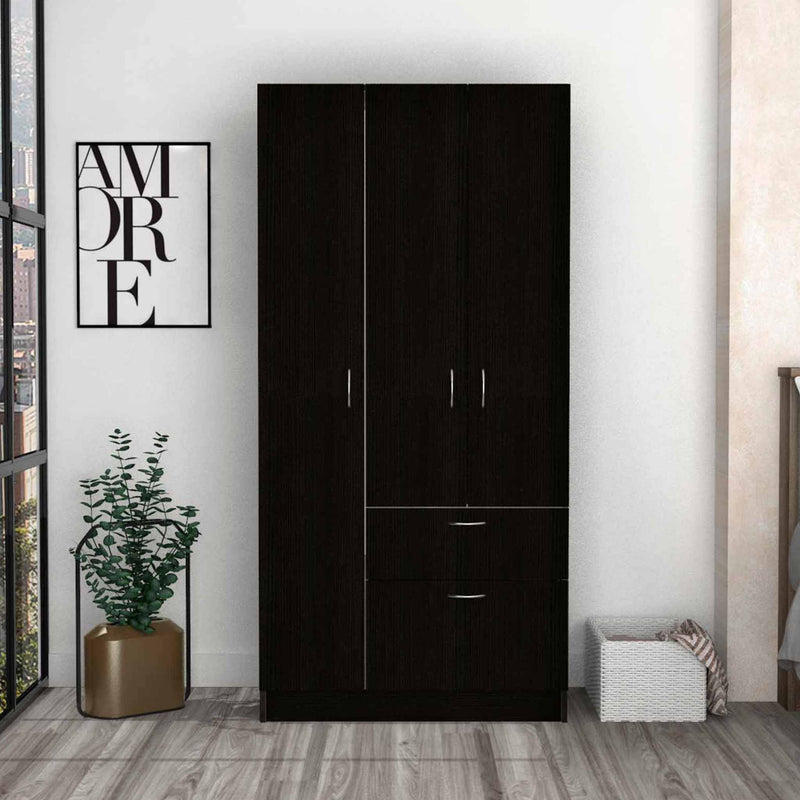 Black And White Three Door Armoire By Homeroots | Armoires & Wardrobes | Modishstore