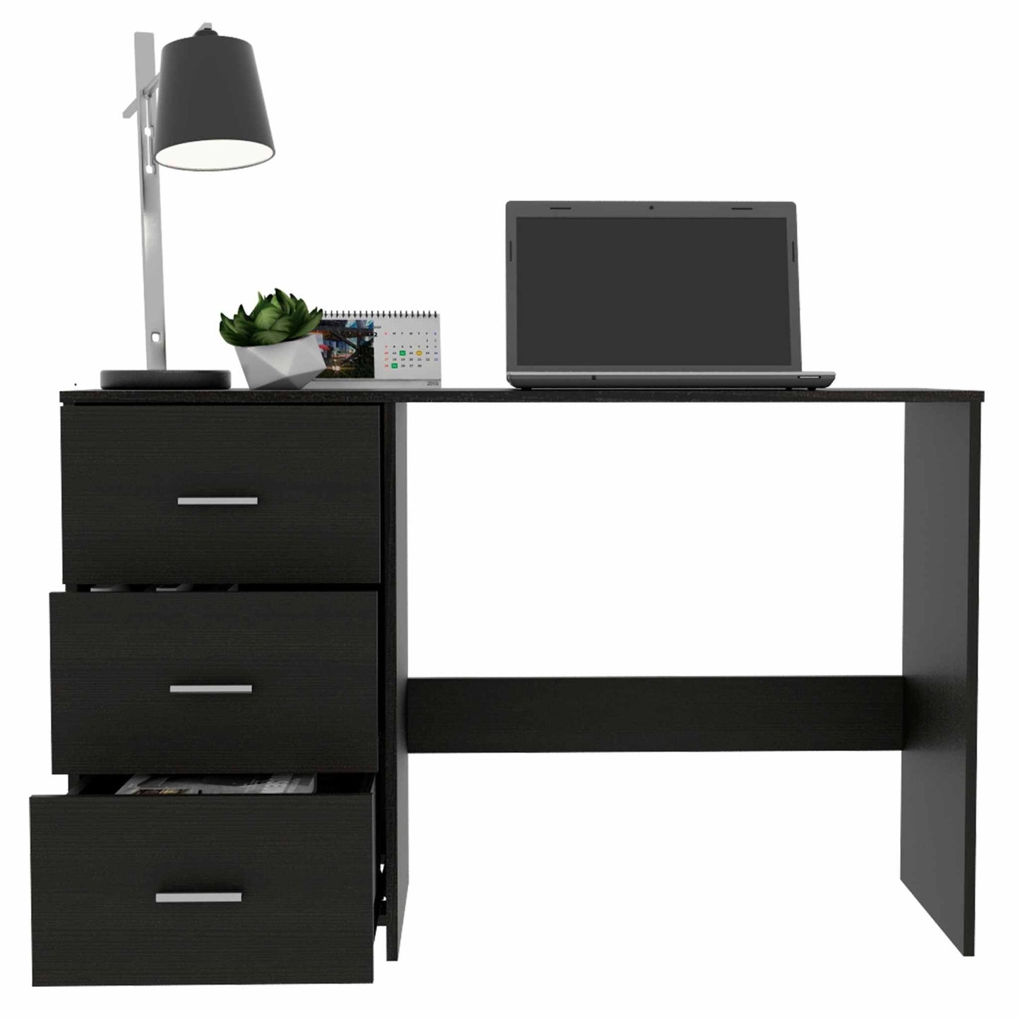 Echo Black Computer Desk with Three Drawers By Homeroots - 403782 | Desks | Modishstore - 5