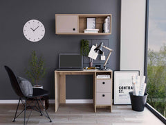 Mod Taupe and Natural Two Piece Desk and Shelve Set By Homeroots