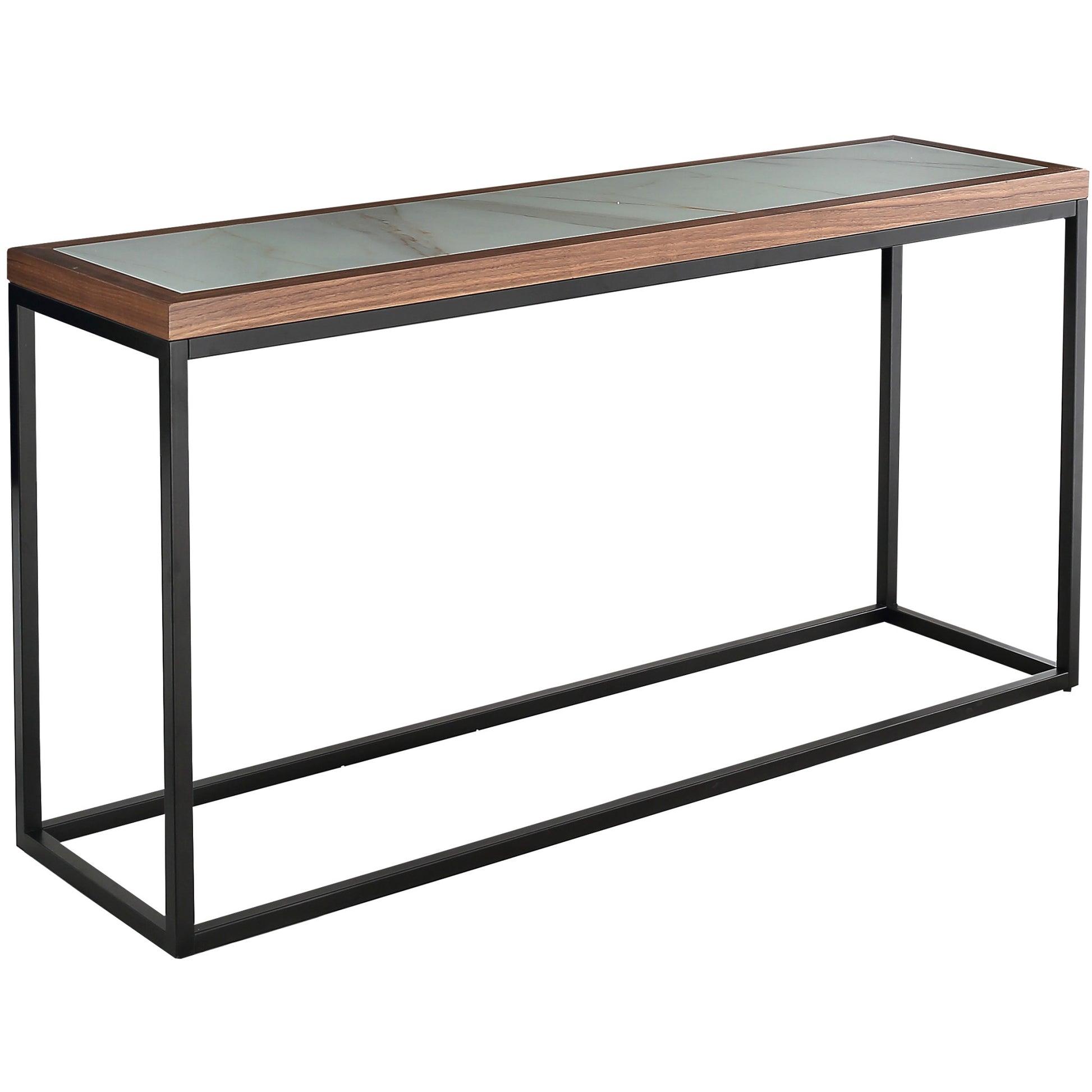 59" Brown and White and Black Glass Frame Console Table By Homeroots | Console Tables | Modishstore - 2