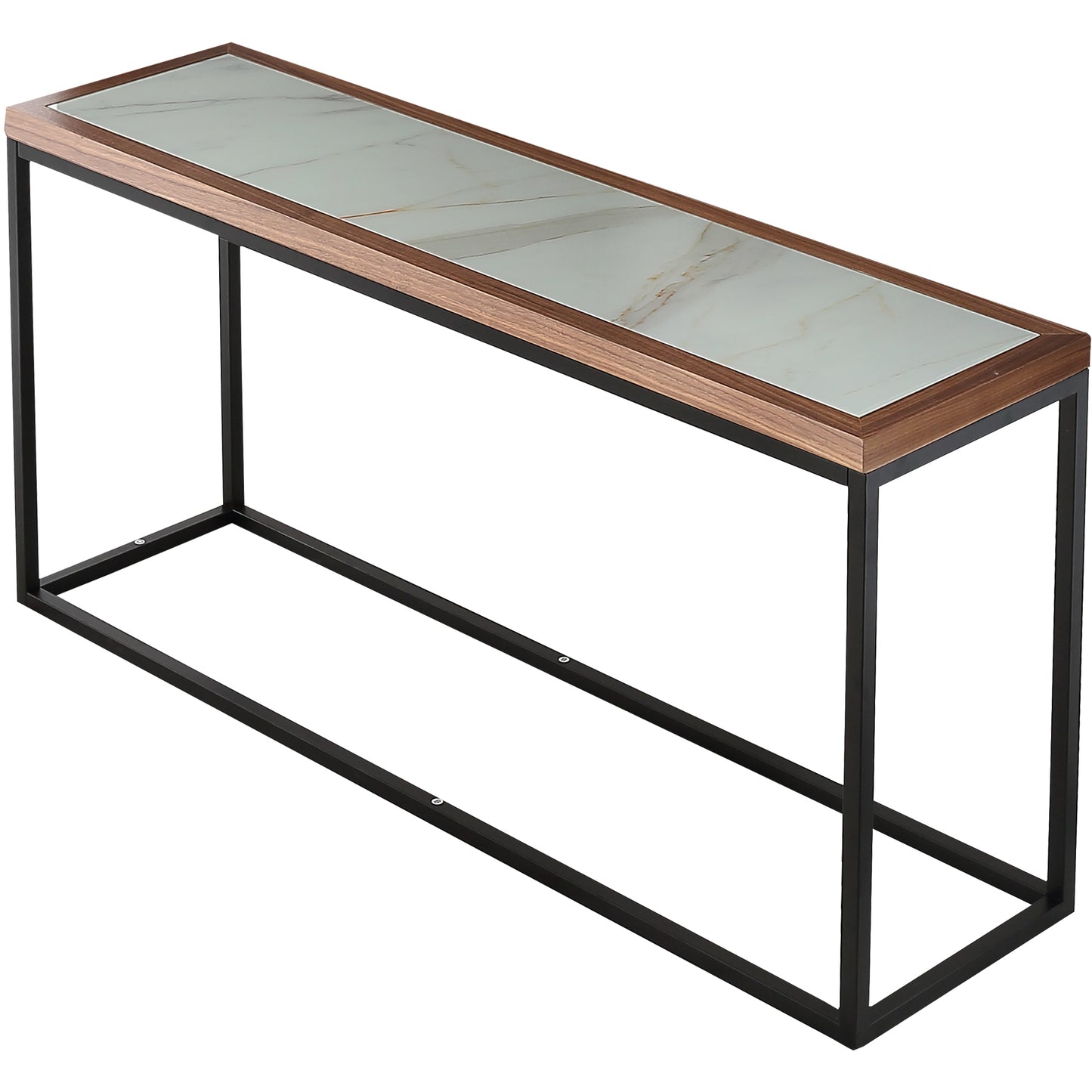 59" Brown and White and Black Glass Frame Console Table By Homeroots | Console Tables | Modishstore - 3