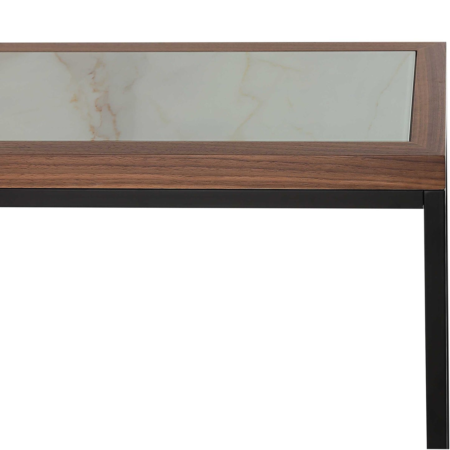 59" Brown and White and Black Glass Frame Console Table By Homeroots | Console Tables | Modishstore - 8