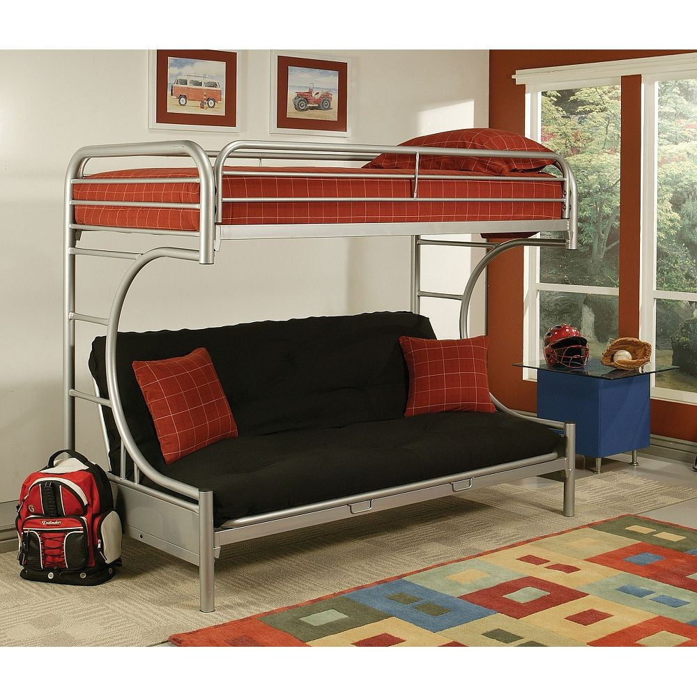 Silver Twin Xl Over Queen Futon Bunk Bed By Homeroots | Beds | Modishstore