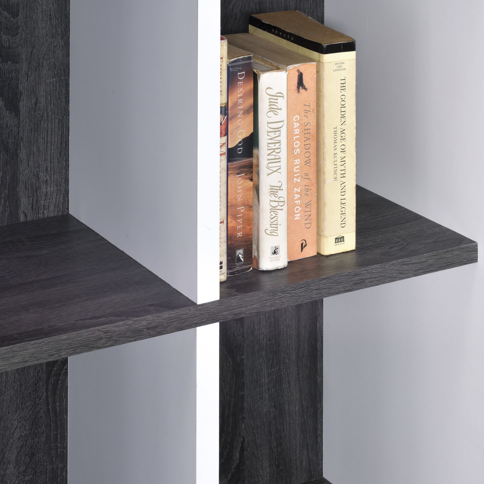 Modern Dark Gray And White Four Cube Storage Bookshelf By Homeroots | Bookcases | Modishstore - 4