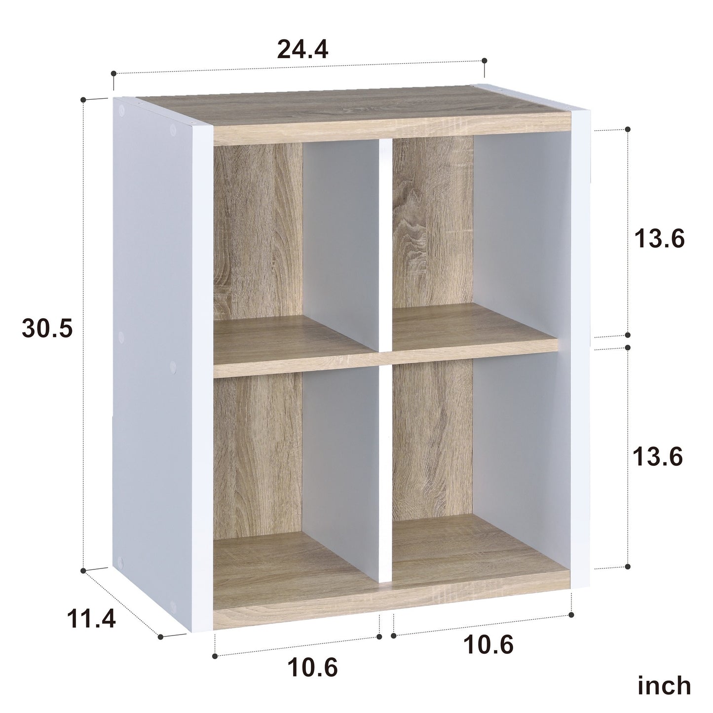 Modern Dark Gray And White Four Cube Storage Bookshelf By Homeroots | Bookcases | Modishstore - 12