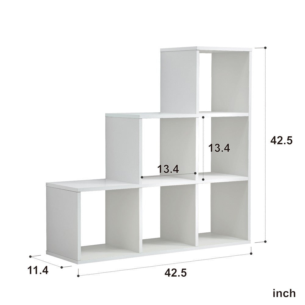 Classic White Finish Six Cubby Stepped Bookcase By Homeroots | Bookcases | Modishstore - 6