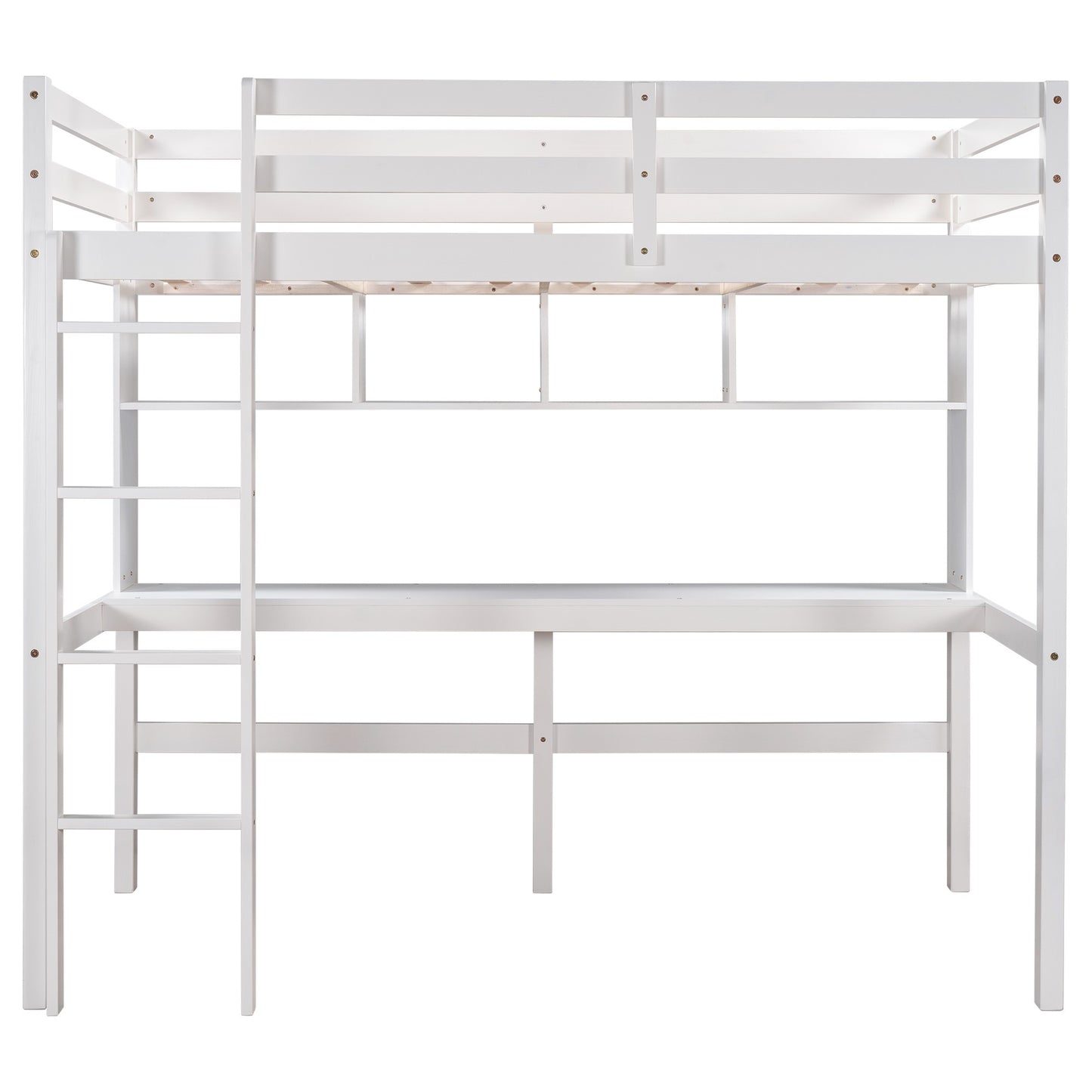 Minimalist Gray Twin Size Loft Bed With Built In Desk And Shelf By Homeroots | Beds | Modishstore - 17