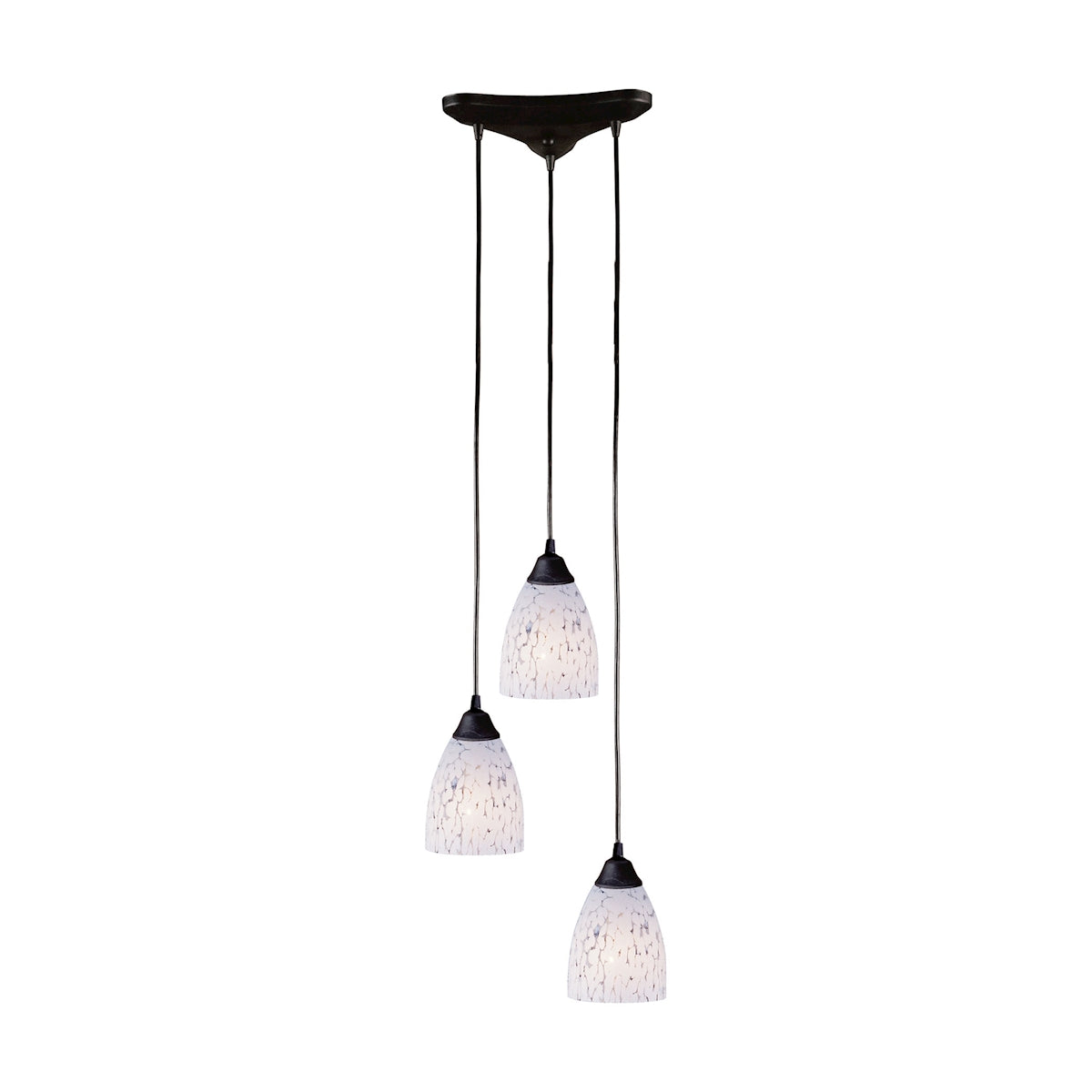 Classico 3-Light Triangular Pendant Fixture in Dark Rust with Snow White Glass ELK Lighting | Pendant Lamps | Modishstore