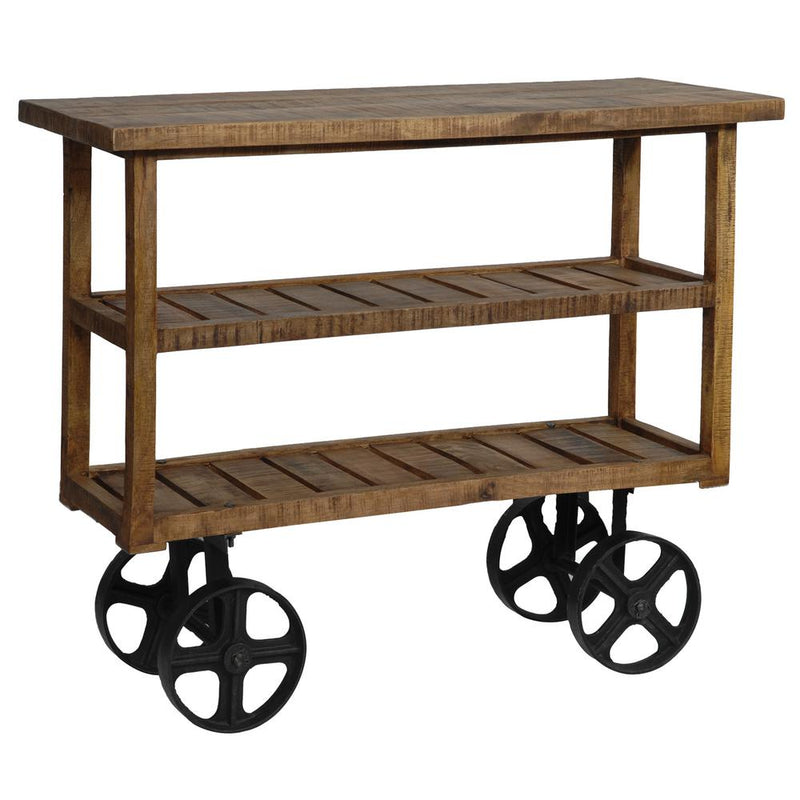 Crestview Collection Bengal Manor Mango Wood Industrial Cart | Modishstore