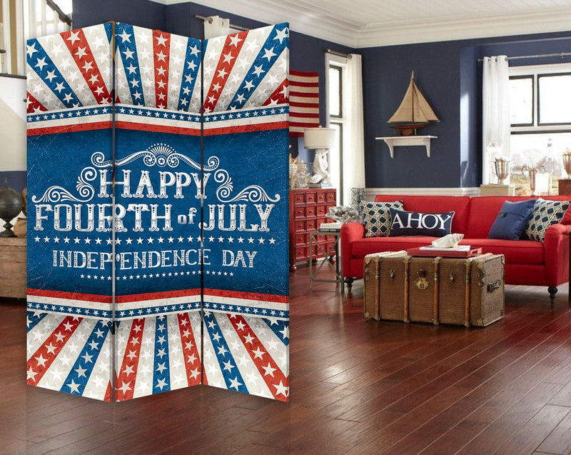 Happy 4Th Of July Three Panel Room Divider Screen By Homeroots | Room Dividers | Modishstore