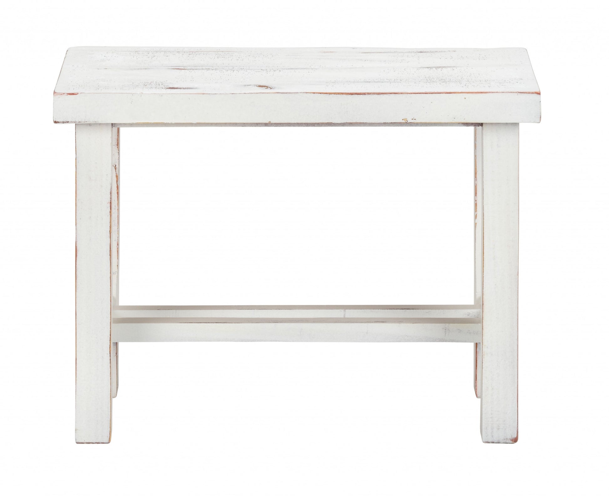 24" Rustic White Distressed Bench By Homeroots | Benches | Modishstore