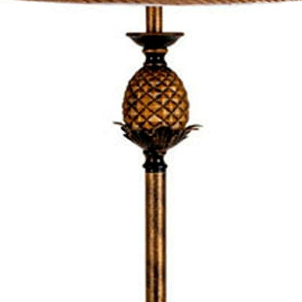 65" Antique Gold And Brown Traditional Pineapple Floor Lamp With Brown Bell Shade By Homeroots | Floor Lamps | Modishstore - 6