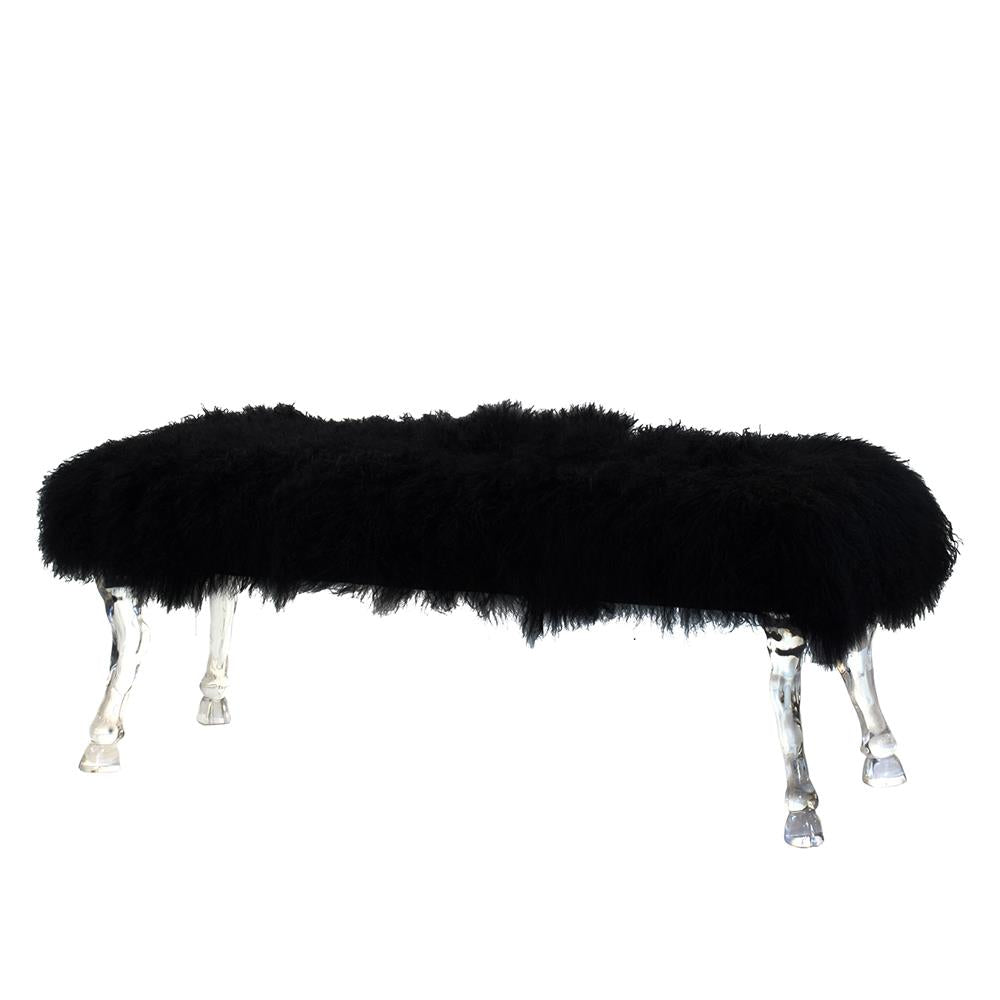 A&B Home Mongolian Fur Bench - 43550 | Benches | Modishstore - 2