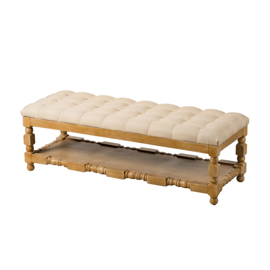 A&B Home Khaki Upholstered Bench | Benches | Modishstore - 2