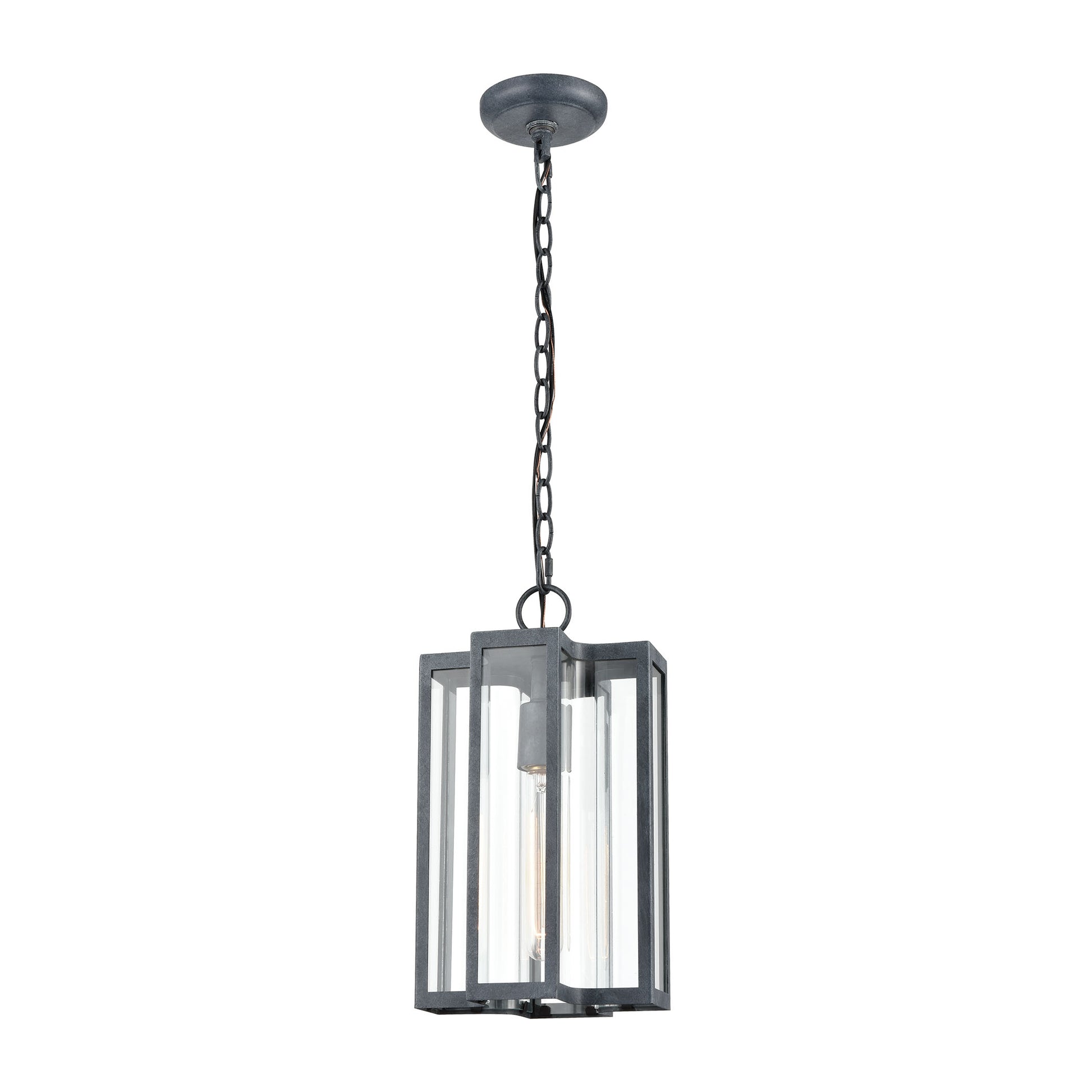 Bianca 1-Light Hanging in Aged Zinc with Clear ELK Lighting | Lightbulbs | Modishstore