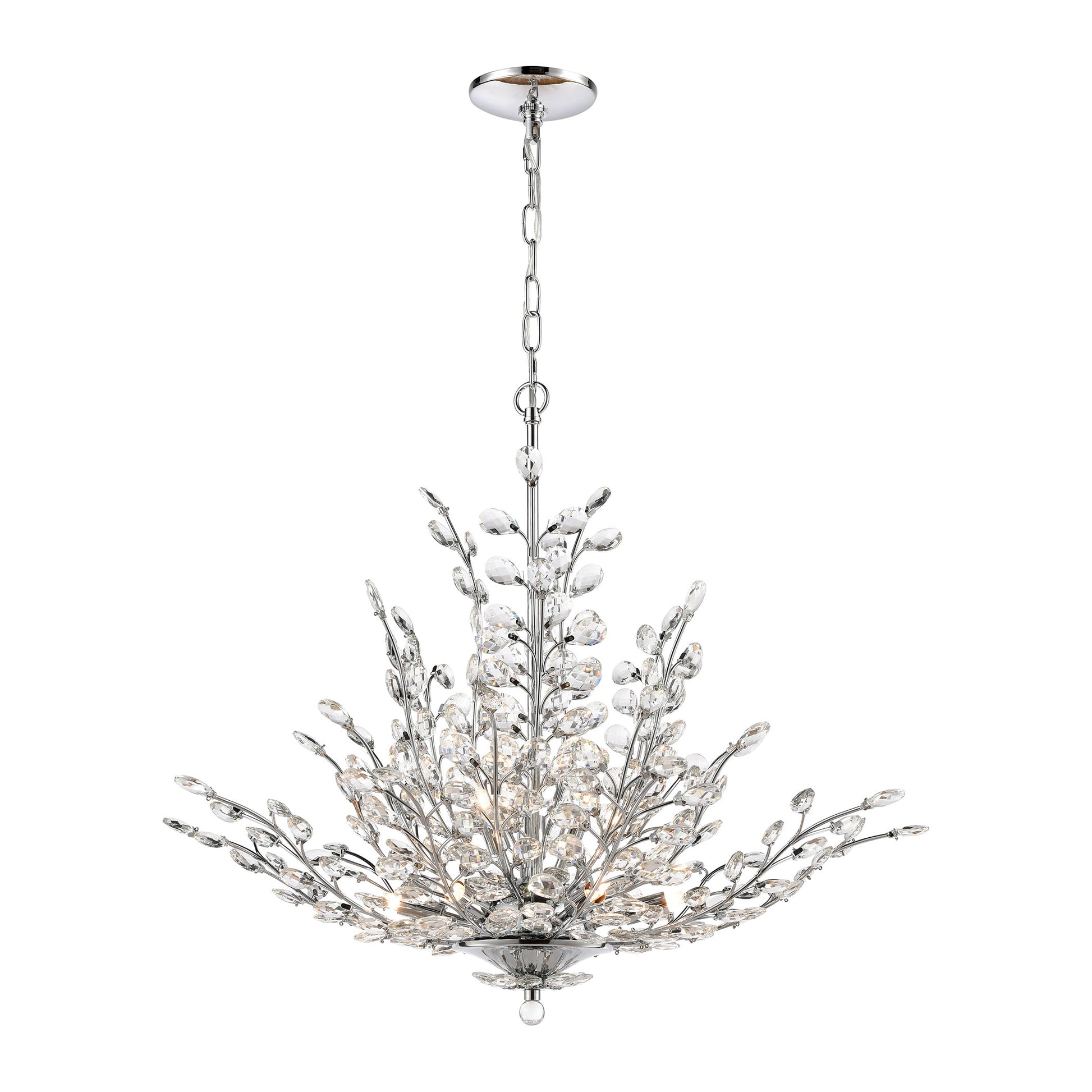 Crystique 9-Light Chandelier in Polished Chrome with Clear Crystal ELK Lighting | Chandeliers | Modishstore