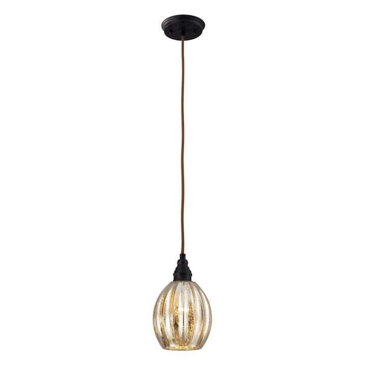 Danica 1-Light Mini Pendant in Oiled Bronze with Mercury Glass | Pendant Lamps | Modishstore