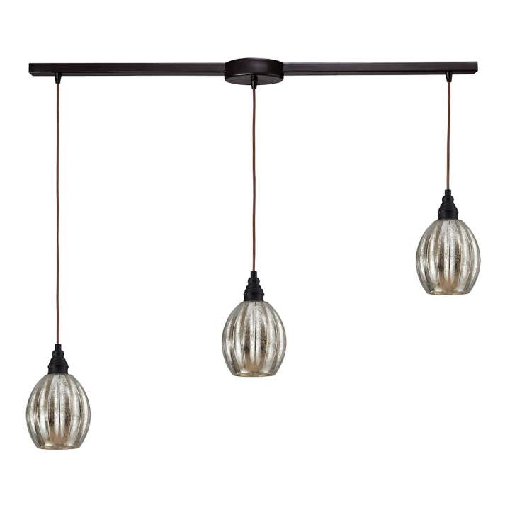 Danica 3-Light Linear Pendant Fixture in Oiled Bronze with Mercury Glass | Pendant Lamps | Modishstore