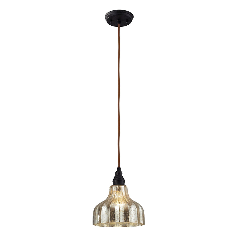 Danica 1-Light Mini Pendant in Oiled Bronze with Mercury Glass ELK Lighting | Pendant Lamps | Modishstore