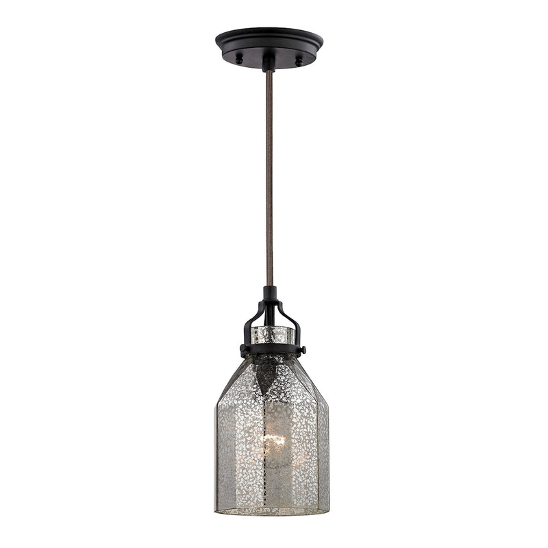 Danica 1-Light Mini Pendant in Oil Rubbed Bronze with Mercury Glass ELK Lighting 46009/1 | Pendant Lamps | Modishstore