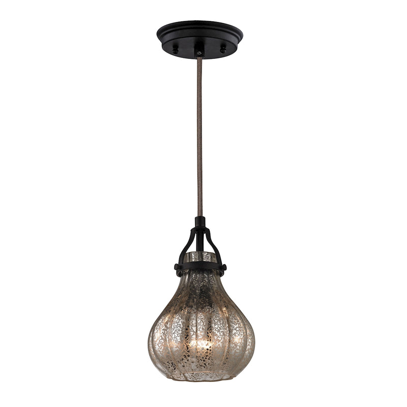 Danica 1-Light Mini Pendant in Oil Rubbed Bronze with Mercury Glass ELK Lighting | Pendant Lamps | Modishstore