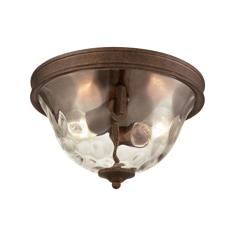 Cheltham 2-Light Flush Mount in Mocha with Clear Water Glass ELK Lighting | Ceiling Lamps | Modishstore