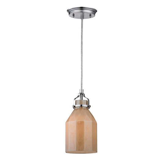 Danica 1-Light Mini Pendant in Polished Chrome and Cream Champagne Glass ELK Lighting | Pendant Lamps | Modishstore