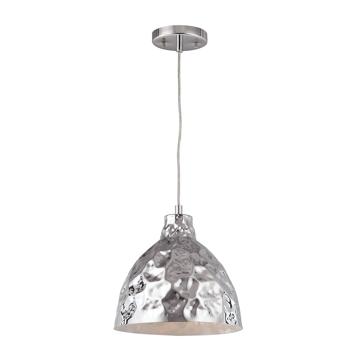 Hammersmith 1-Light Mini Pendant in Polished Chrome with Hammered Metal Shade ELK Lighting | Pendant Lamps | Modishstore