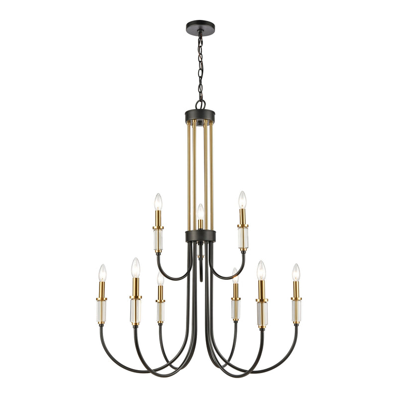 Glendon Chandelier in Matte Black and Burnished Brass by ELK Lighting-2