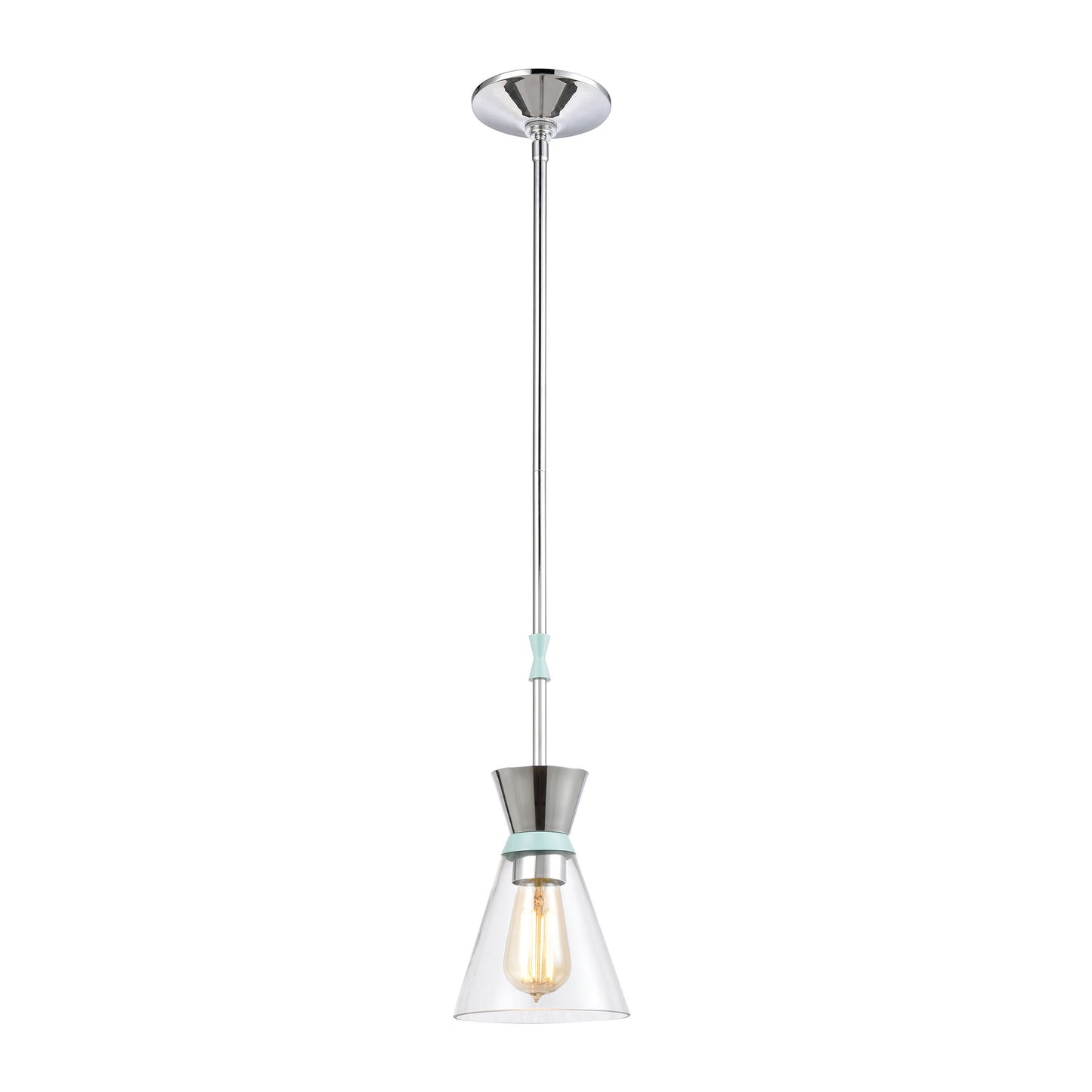 Modley 1-Light Mini Pendant in Polished Chrome with Clear Glass ELK Lighting | Pendant Lamps | Modishstore