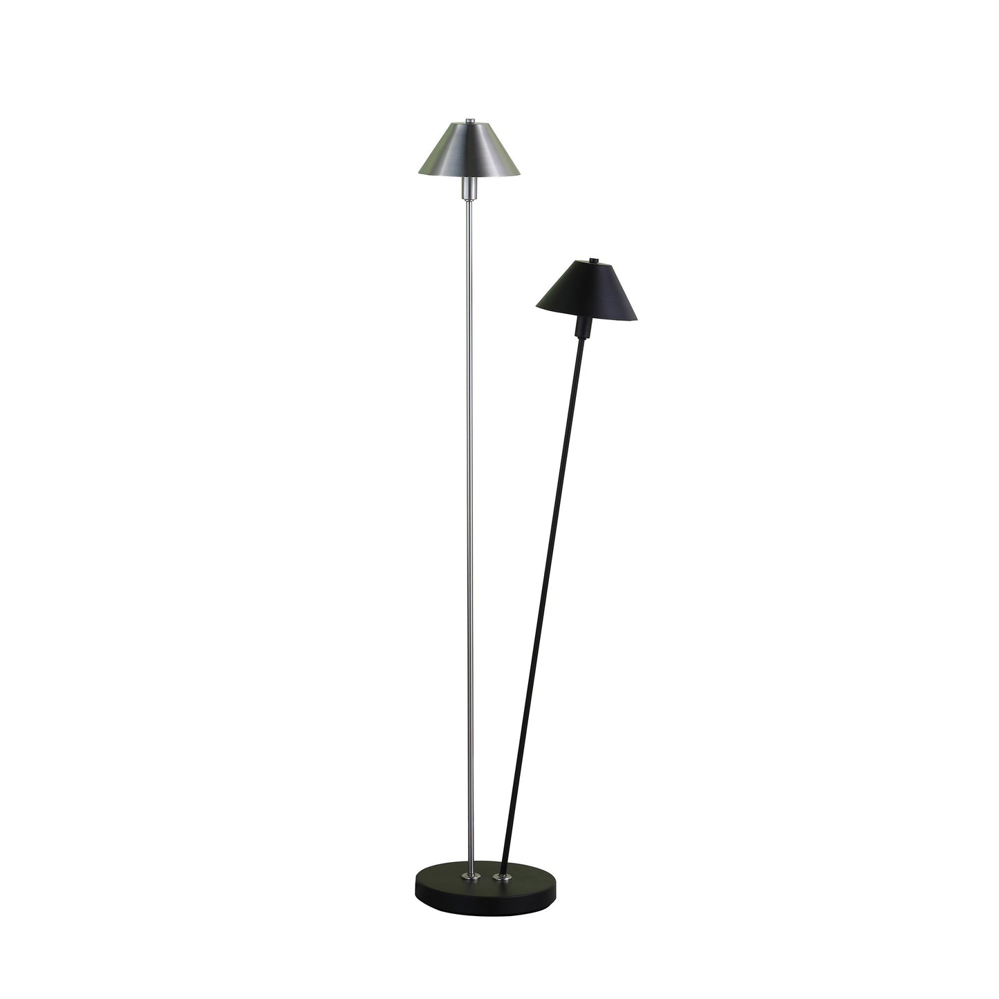 48" Nickel Two Lights LED Novelty Floor Lamp With Black And Silver Empire Shade By Homeroots | Floor Lamps | Modishstore - 3