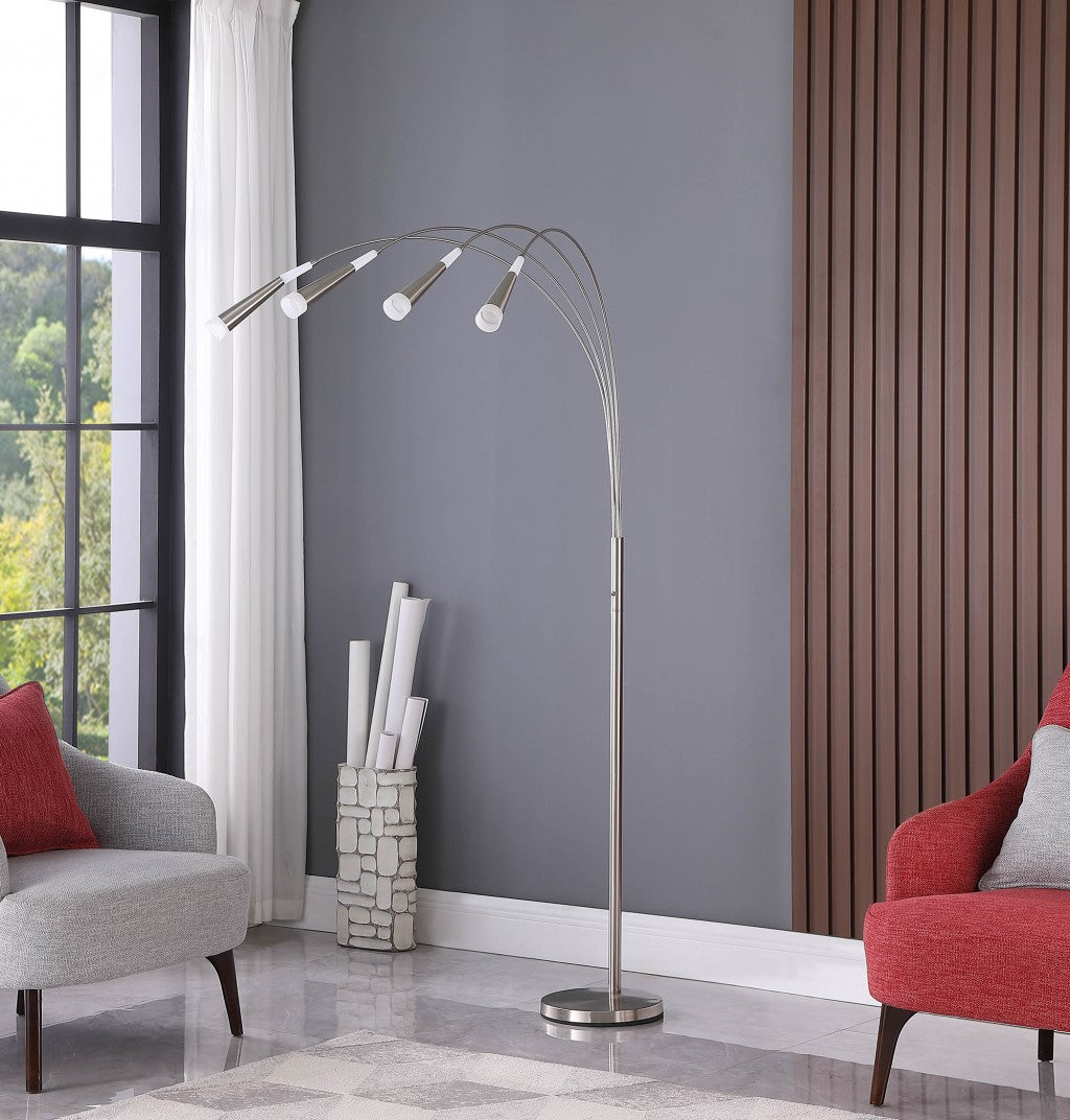 72" Nickel Four Lights LED Arc Floor Lamp By Homeroots | Floor Lamps | Modishstore - 2