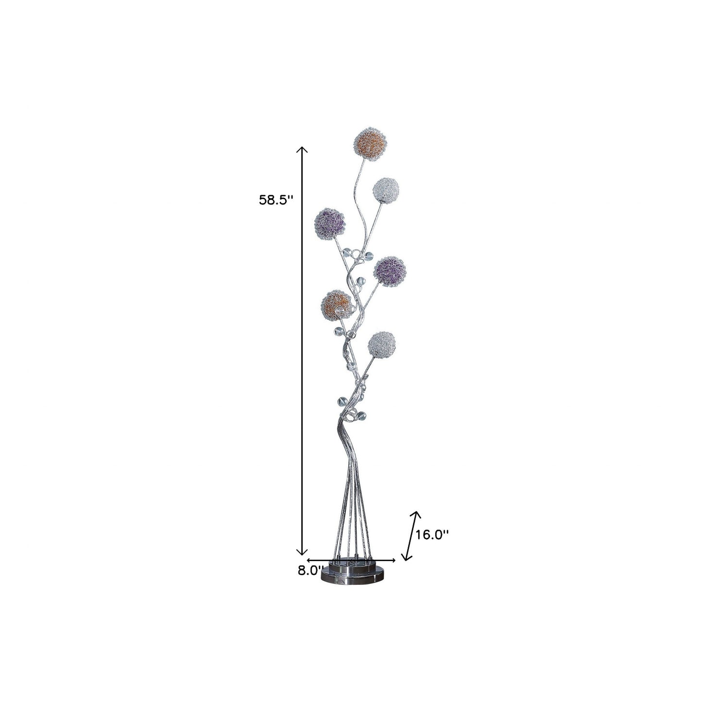 59" Steel Six Light LED Novelty Floor Lamp With Colorful Funky Floral Shades By Homeroots | Floor Lamps | Modishstore - 6