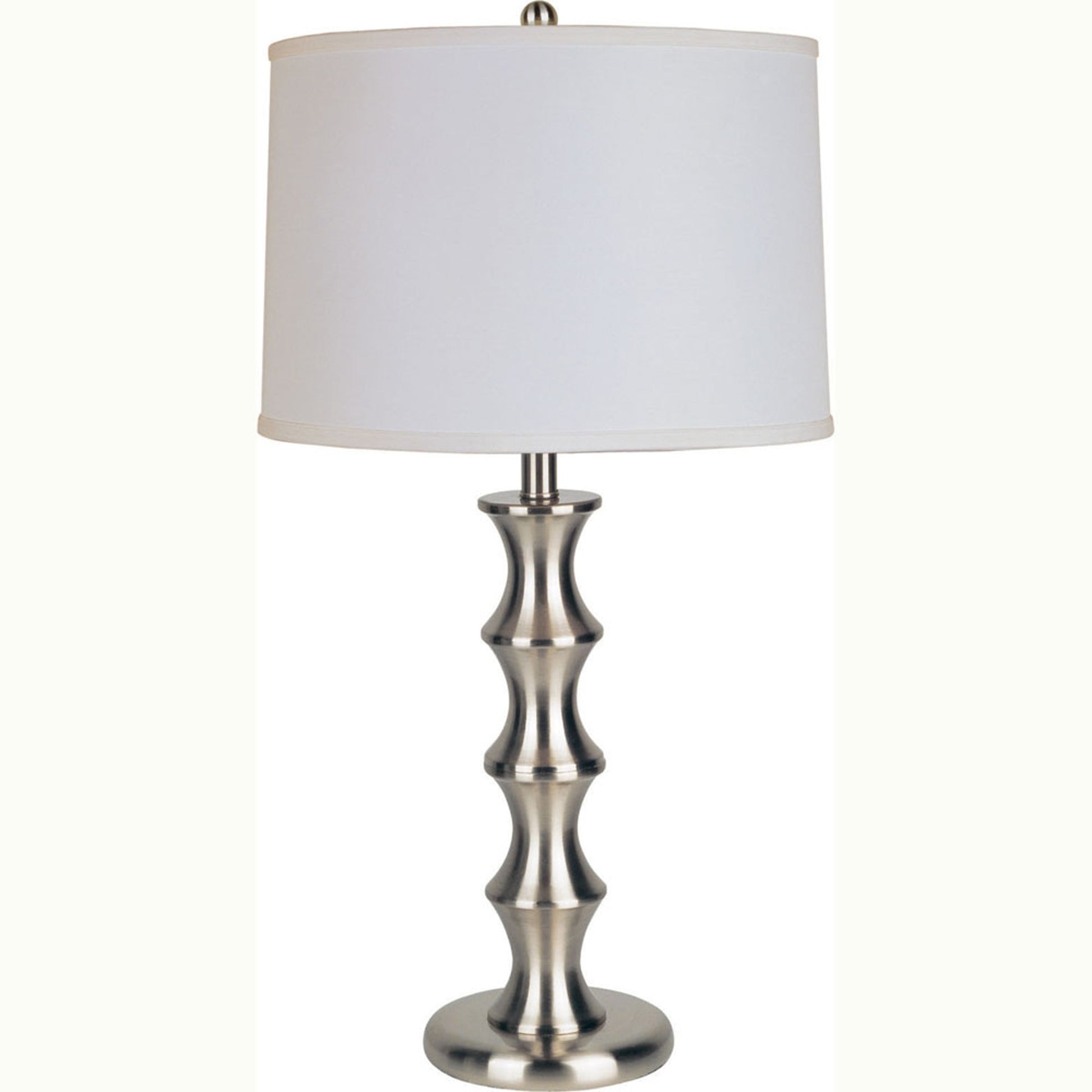 Contemporary Silver Table Lamp with White Shade By Homeroots - 468489 | Table Lamps | Modishstore