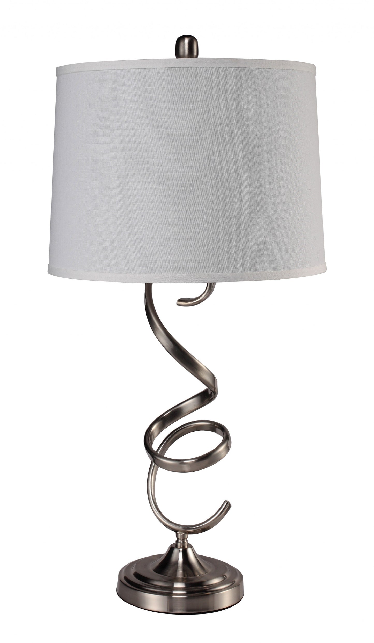 Contemporary Silver Table Lamp with White Shade By Homeroots - 468496 | Table Lamps | Modishstore