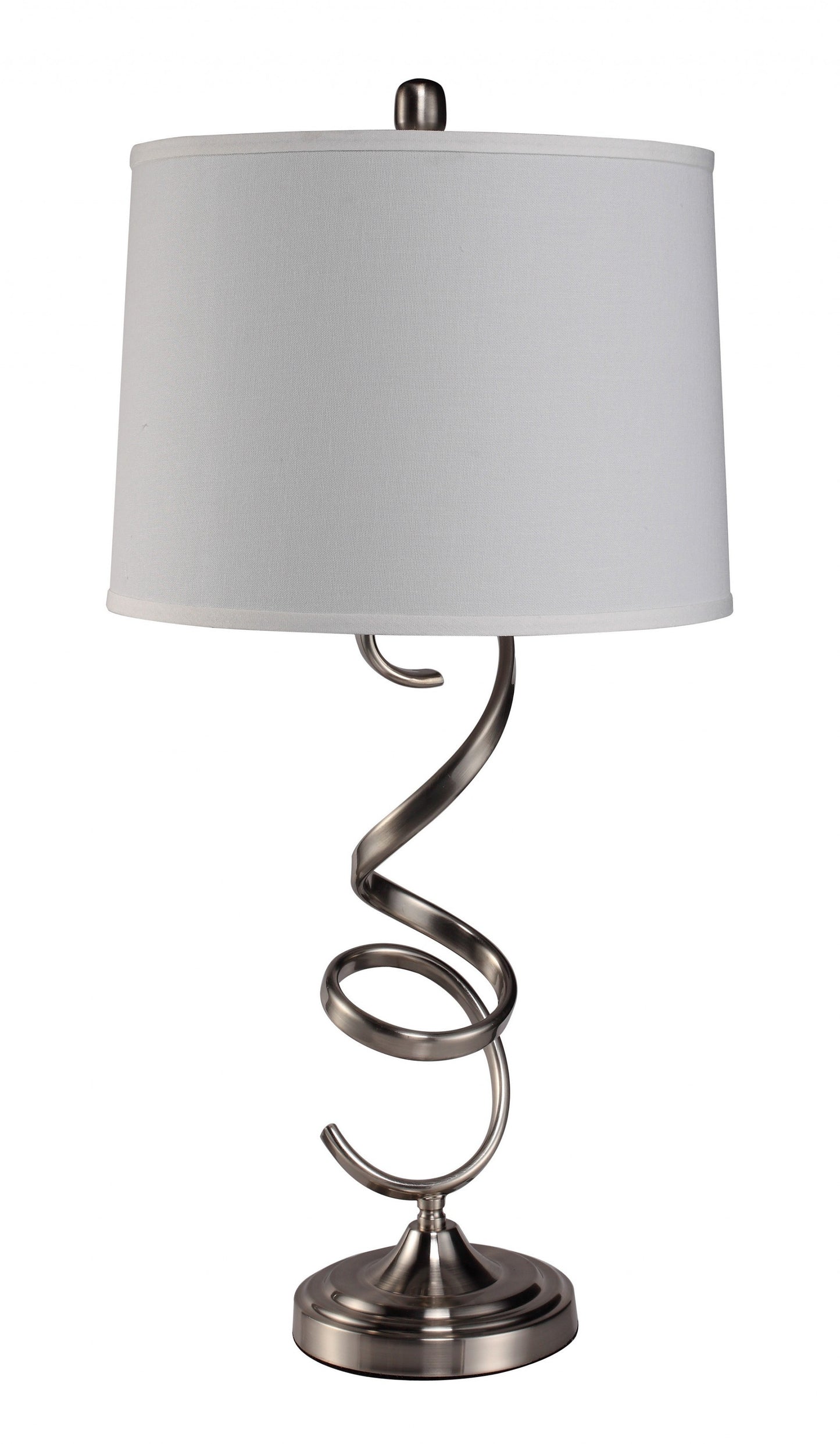 Contemporary Silver Table Lamp with White Shade By Homeroots - 468496 | Table Lamps | Modishstore - 2