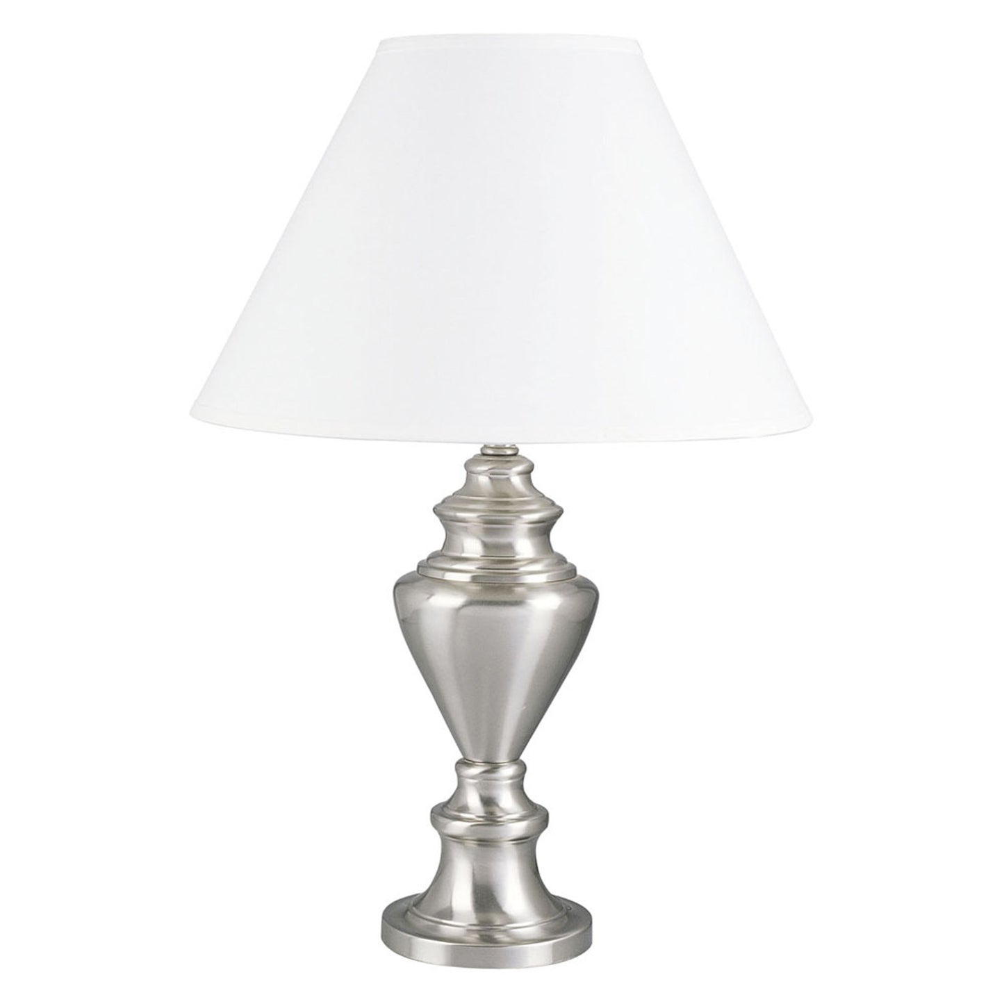 28" Nickel Metal Urn Table Lamp With White Classic Empire Shade By Homeroots - 468566 | Table Lamps | Modishstore - 2