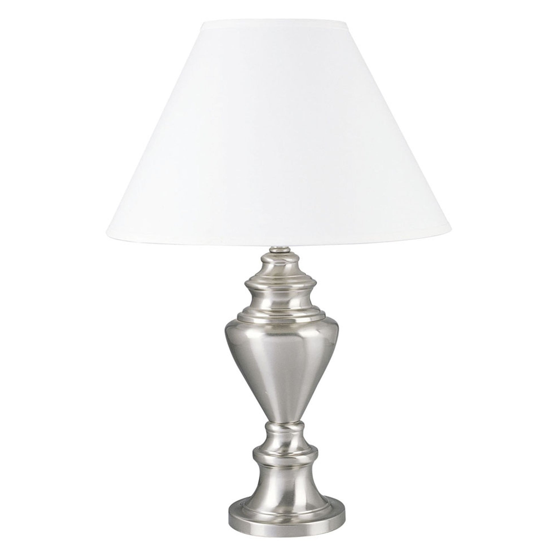 28" Nickel Metal Urn Table Lamp With White Classic Empire Shade By Homeroots - 468566 | Table Lamps | Modishstore - 3