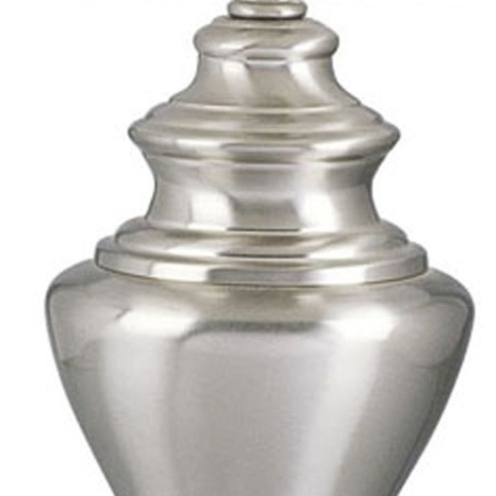 28" Nickel Metal Urn Table Lamp With White Classic Empire Shade By Homeroots - 468566 | Table Lamps | Modishstore - 4