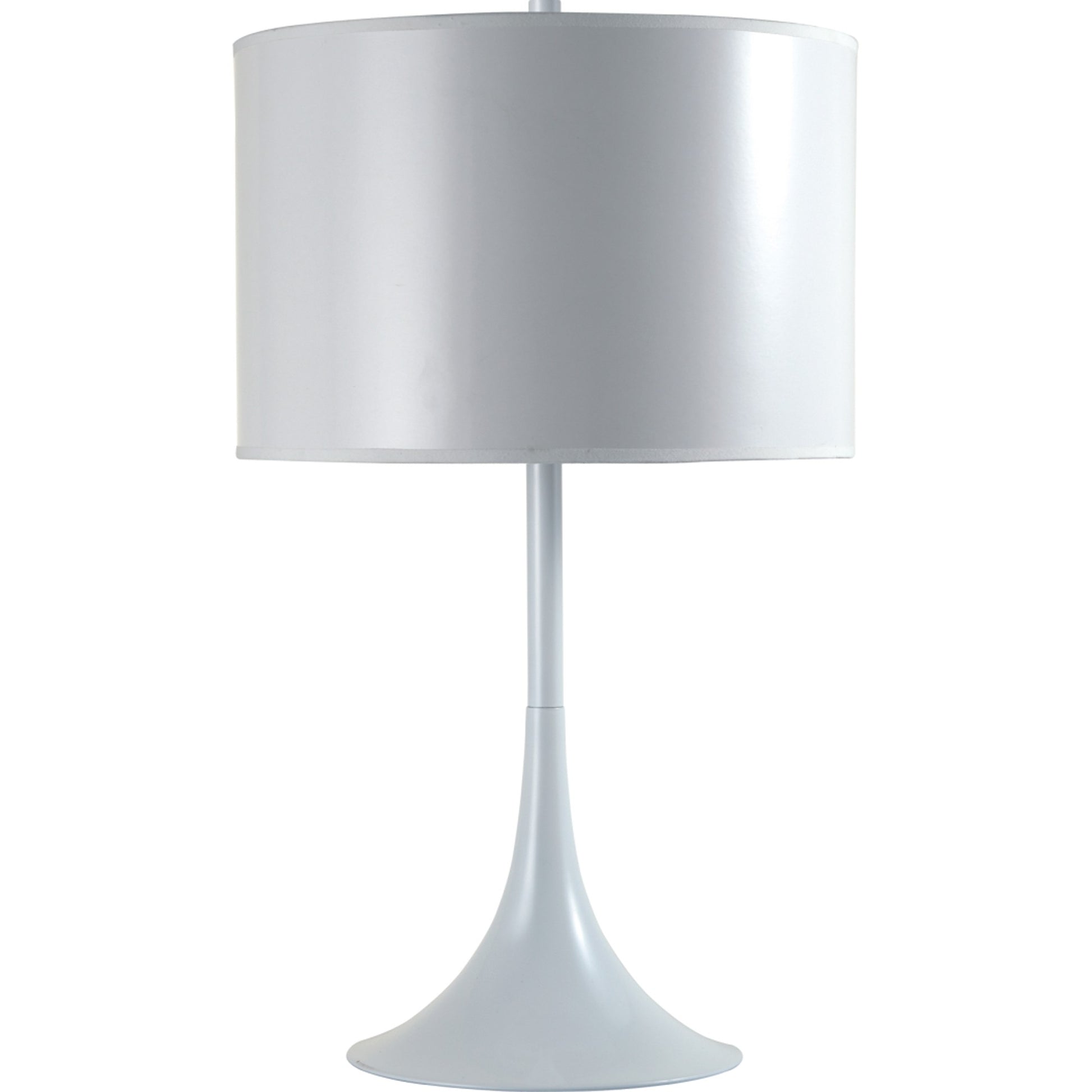 25" White Metal Table Lamp With White Classic Drum Shade By Homeroots | Table Lamps | Modishstore - 2