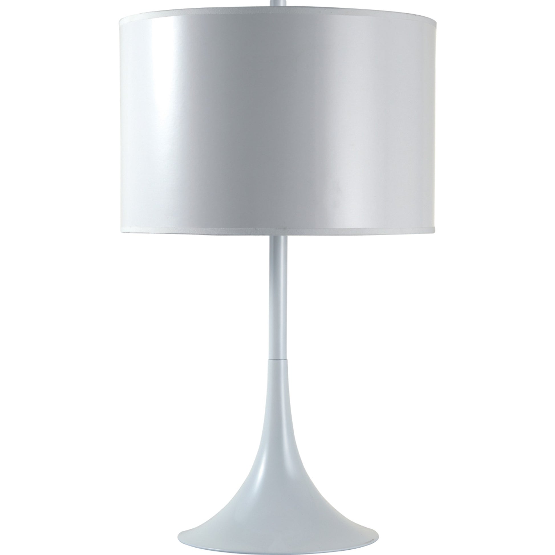 25" White Metal Table Lamp With White Classic Drum Shade By Homeroots | Table Lamps | Modishstore - 3