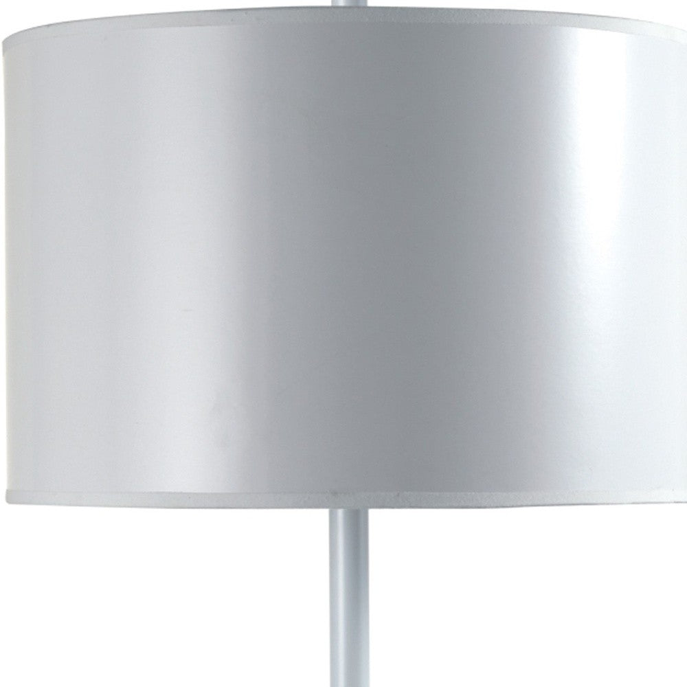 25" White Metal Table Lamp With White Classic Drum Shade By Homeroots | Table Lamps | Modishstore - 4