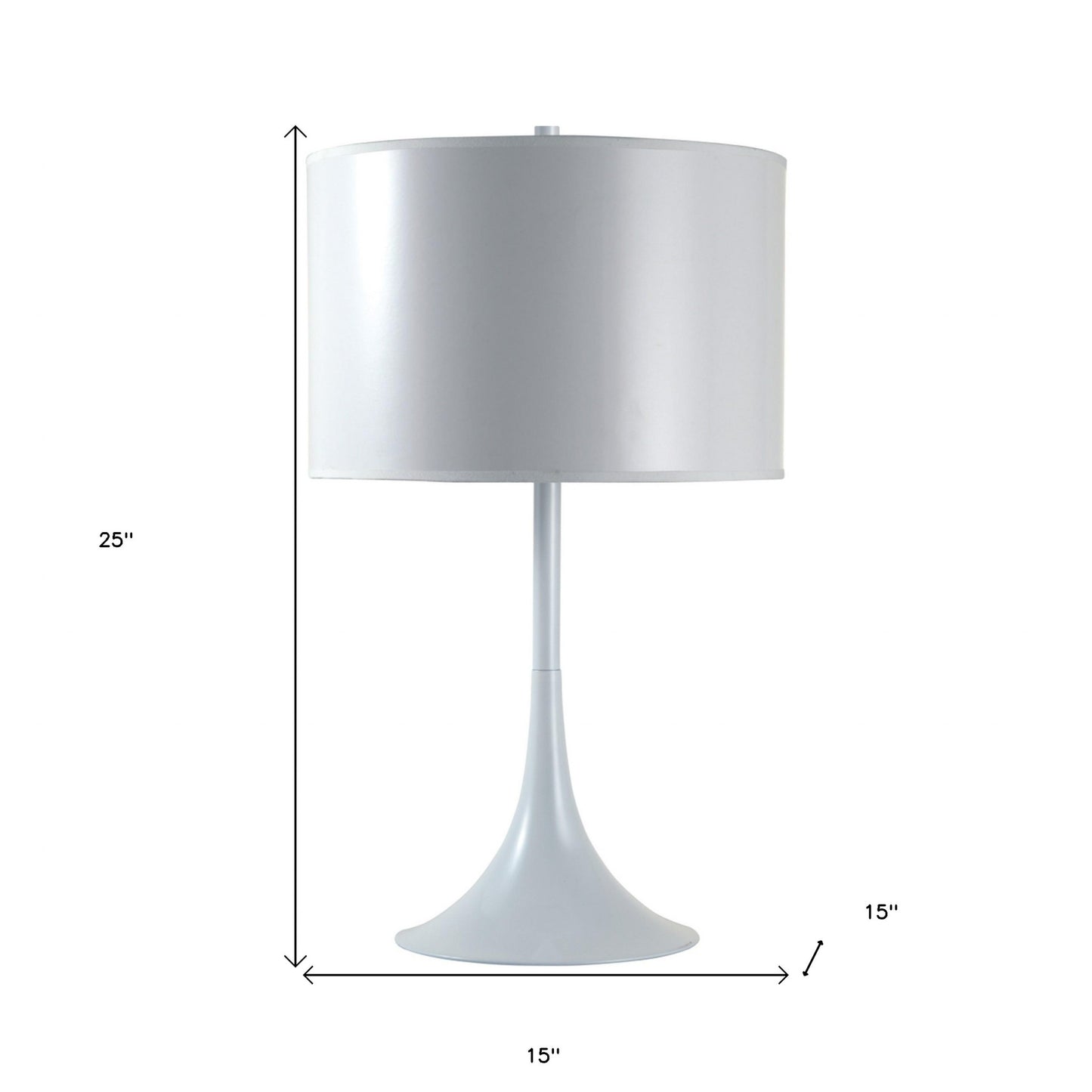 25" White Metal Table Lamp With White Classic Drum Shade By Homeroots | Table Lamps | Modishstore - 6