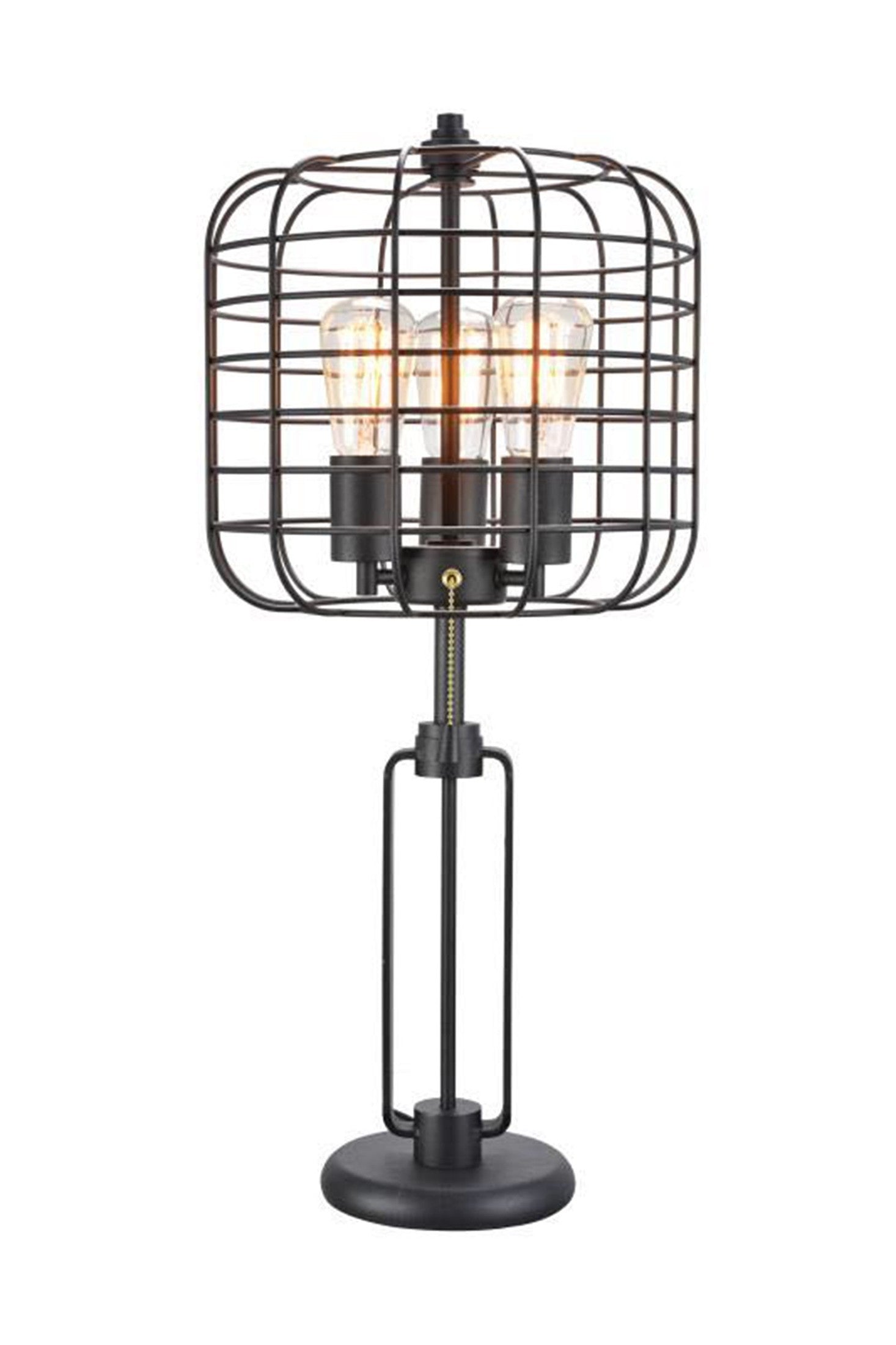 27" Black Metal Industrial Cage Design Three Light Table Lamp By Homeroots | Table Lamps | Modishstore - 4