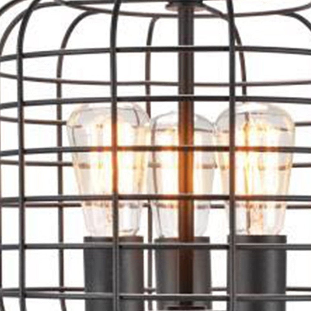 27" Black Metal Industrial Cage Design Three Light Table Lamp By Homeroots | Table Lamps | Modishstore - 6