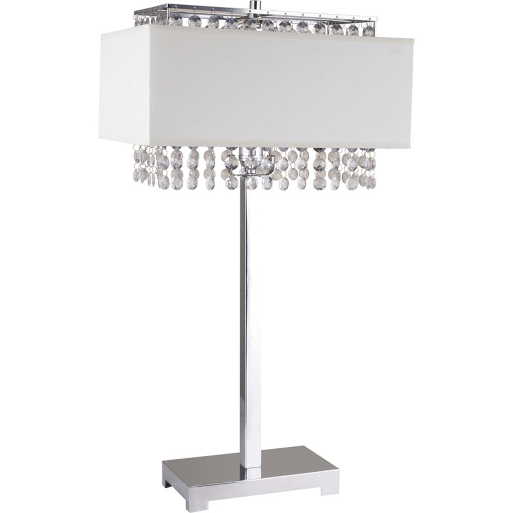 28" Silver Table Lamp With Faux Crystals and White Rectangle Shade By Homeroots | Table Lamps | Modishstore - 3