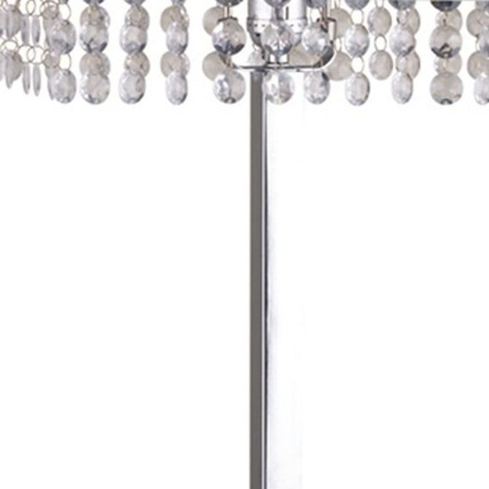 28" Silver Table Lamp With Faux Crystals and White Rectangle Shade By Homeroots | Table Lamps | Modishstore - 5