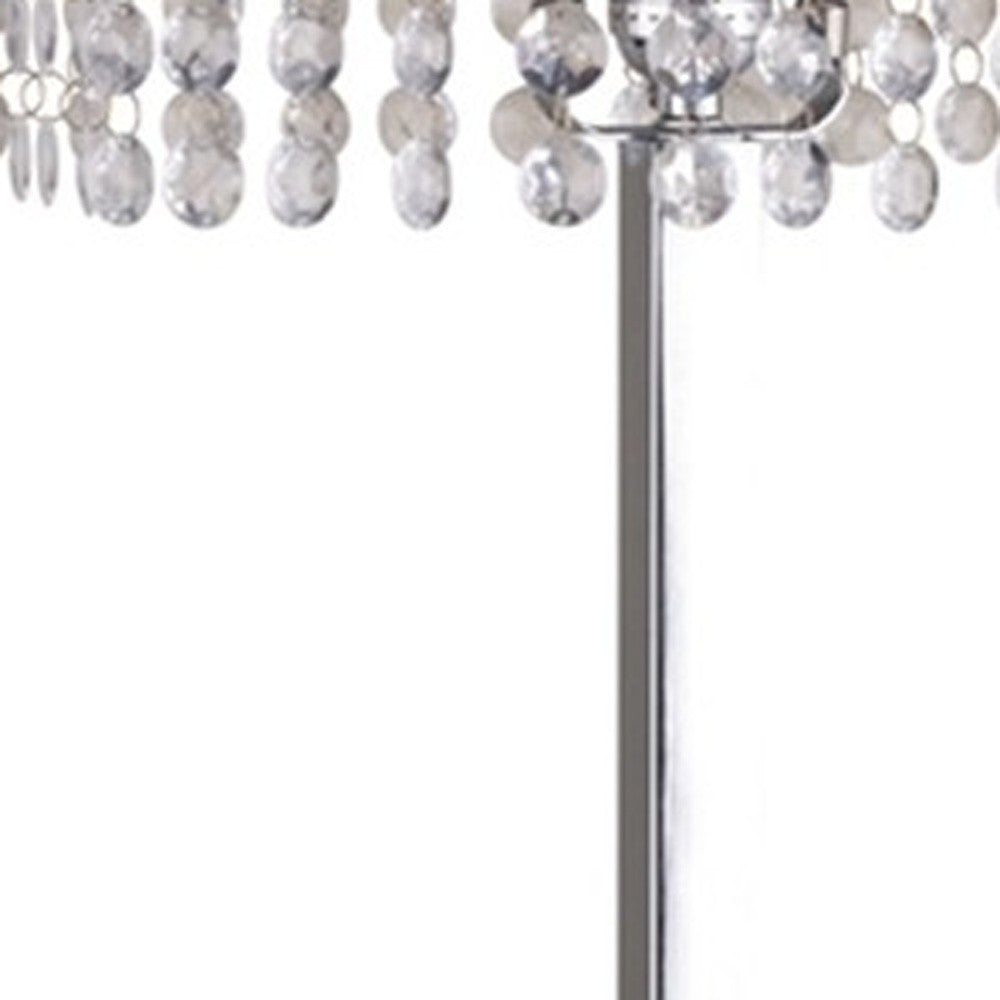 28" Silver Table Lamp With Faux Crystals and White Rectangle Shade By Homeroots | Table Lamps | Modishstore - 6