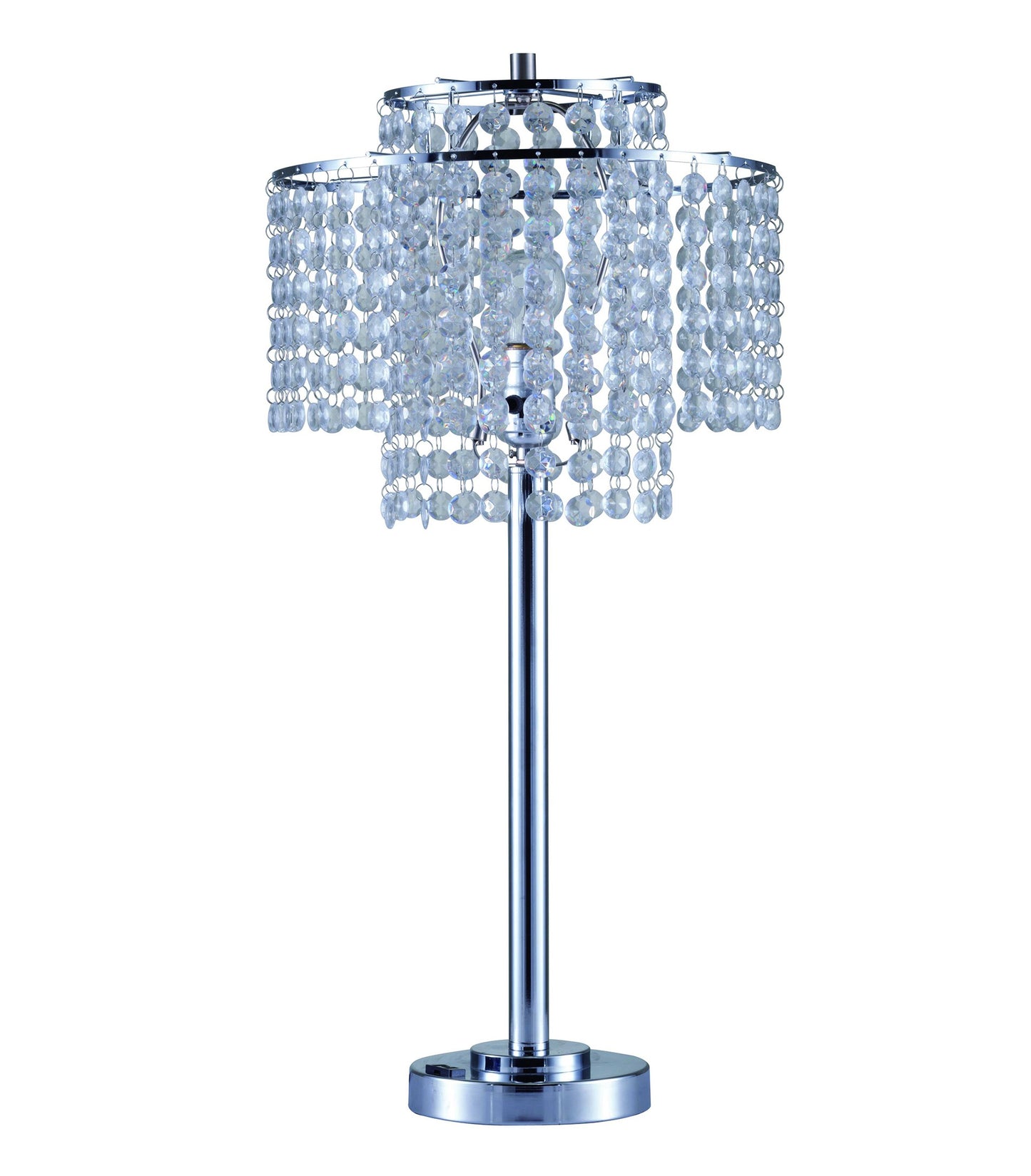 26" Silver Glam Two Tier Chandelier USB Table Lamp By Homeroots | Table Lamps | Modishstore - 3