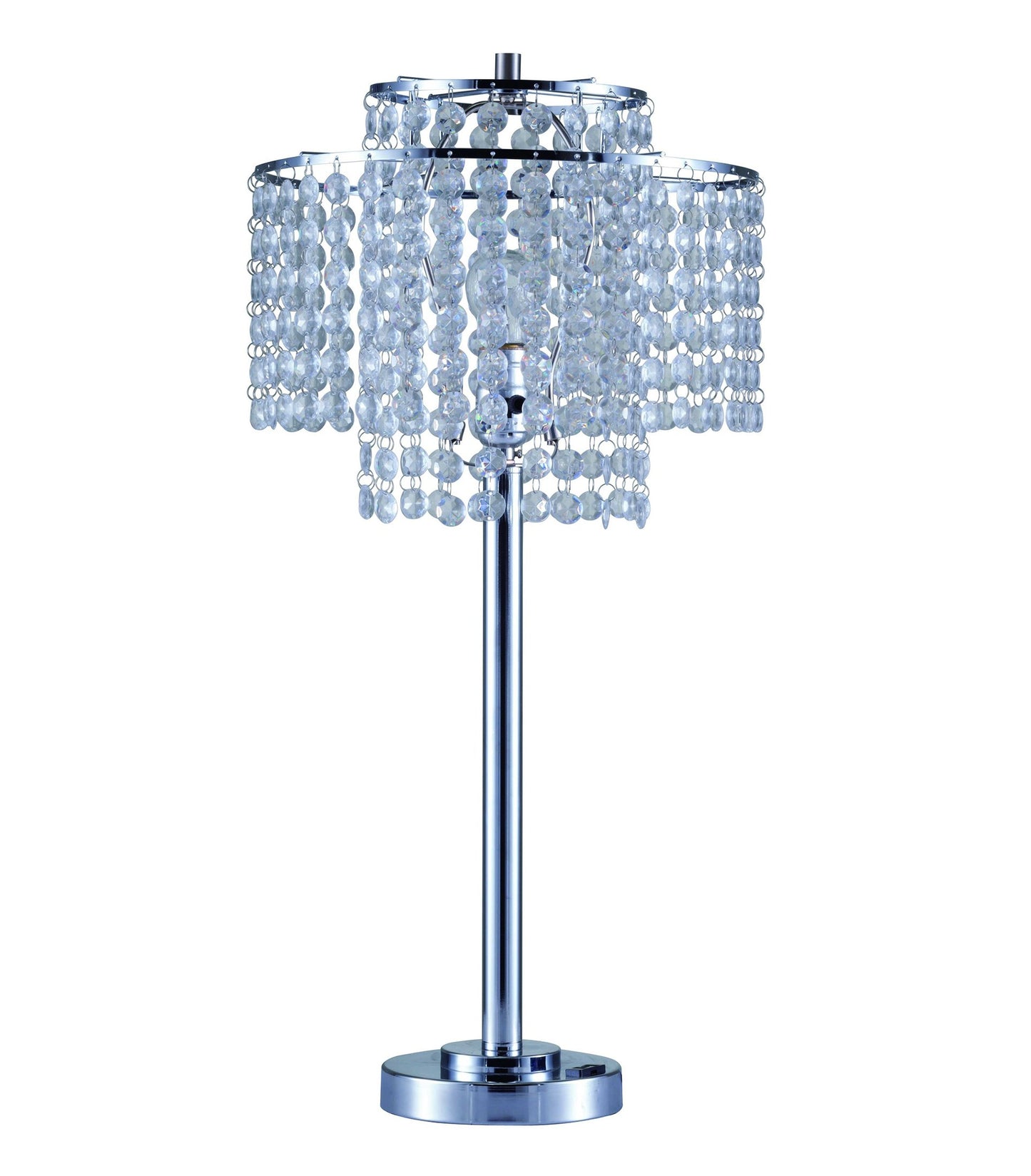 26" Silver Glam Two Tier Chandelier USB Table Lamp By Homeroots | Table Lamps | Modishstore - 5